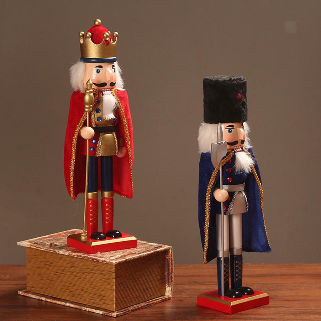 2Pcs Set of 2 38cm   Wooden Nutcracker Soldier Desktop Decor