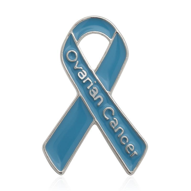 Ovarian Cancer Awareness Jewelry Survivor Gifts For Women Blue Ribbon Brooch