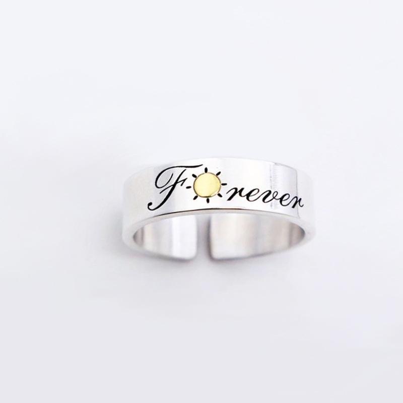 2Pieces Lover Forever Promise Matching Relationship Open Ring Valentine's Day