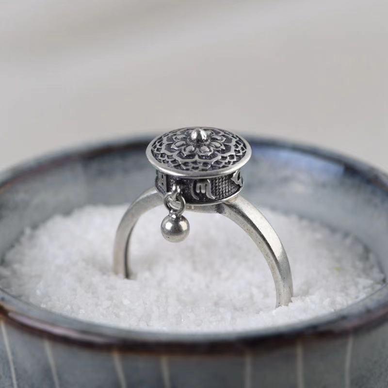 2Pcs Lotus Mantra Ring Finger Ring Tibetan Healing Ring Meditation Ring Jewelry