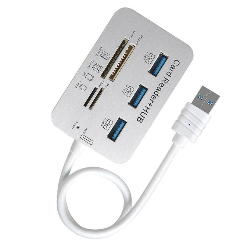 3 Ports 3.0 USB HUB Combo Mini Portable USB Splitter with High Speed Card Reader