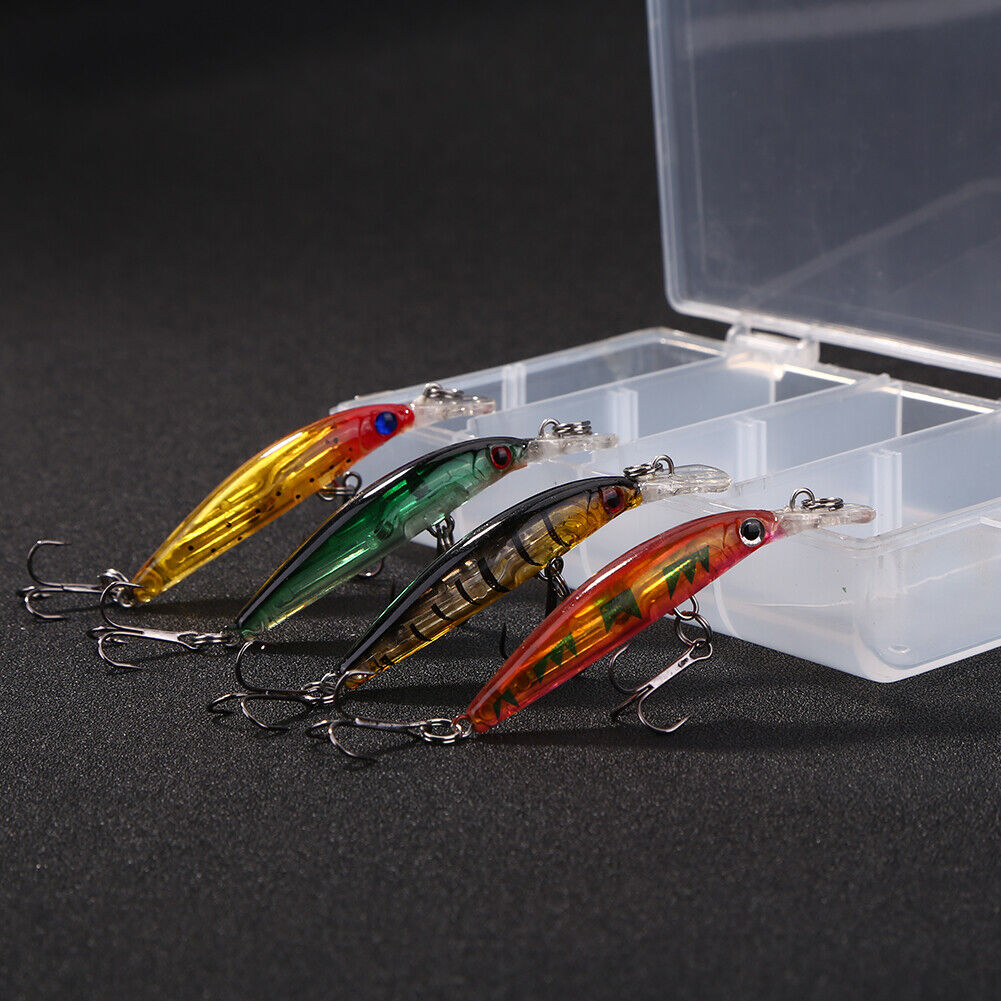 4pcs Minnow Fishing Lures Bait with Treble Hooks Wobblers Fishing Tackle