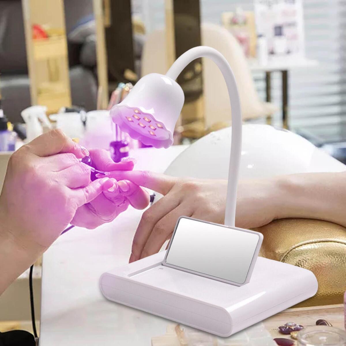 LED Nail Lamp Rechargeable Portable Professional with Mirror for Toenail Gel