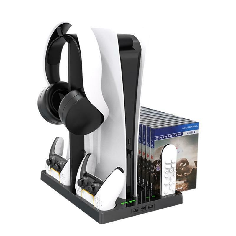 Multifunctional Cooling Stand Base Fan Cooler for PS5 Host with Headset Rack