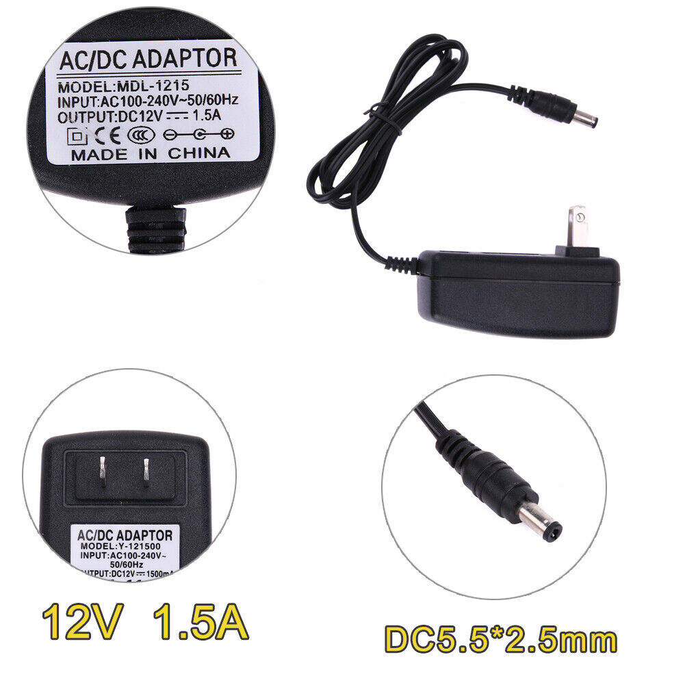 DC12V 1.5A Adapter AC to DC Converter Power Supply Adapter 5.5*2.5 mm