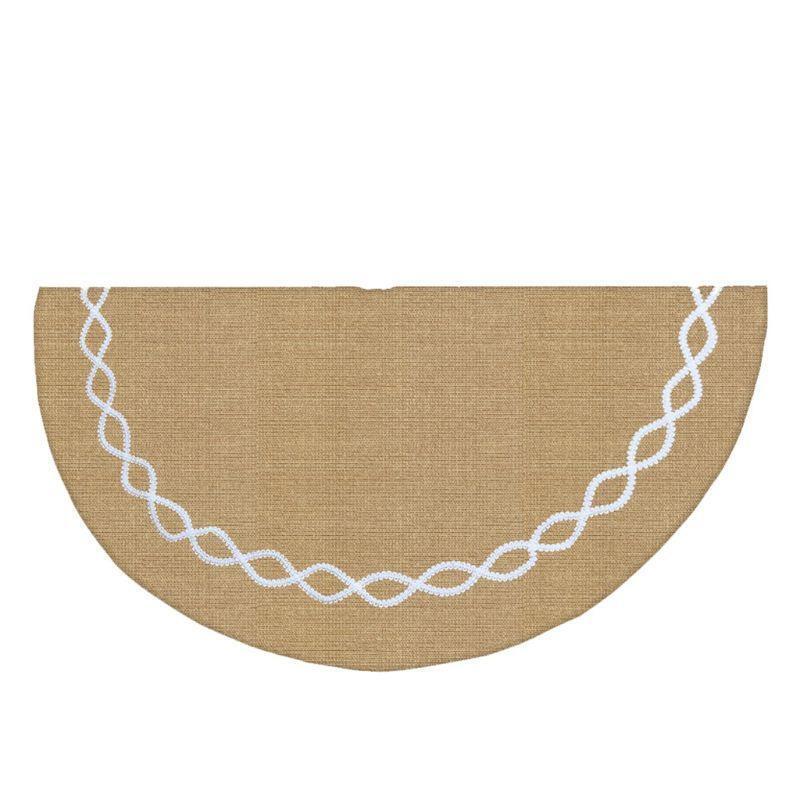48 Inch Jute Linen Christmas Tree Skirt Base Floor Mat Cover Ornament for Xmas