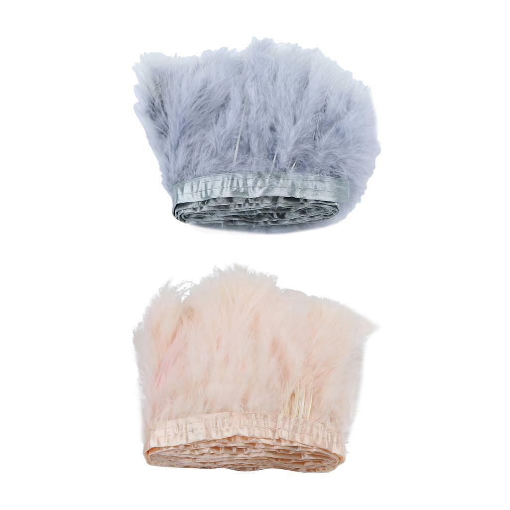2pcs x 2m  Feather Fringe Trims Lace Ribbon Sewing Decoration Mixed