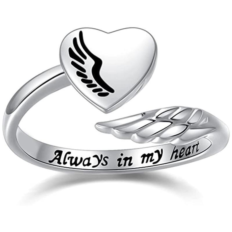 Adjustable Angel Wings Ring Letter Heart-shaped Index Finger Rings Alloy Rings