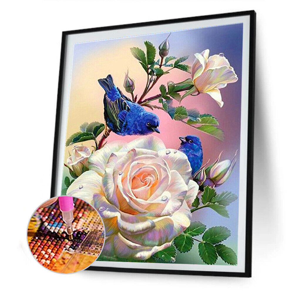 5D DIY Roses Birds Full Square Drill Diamond Painting Mosaic Craft Art (1)