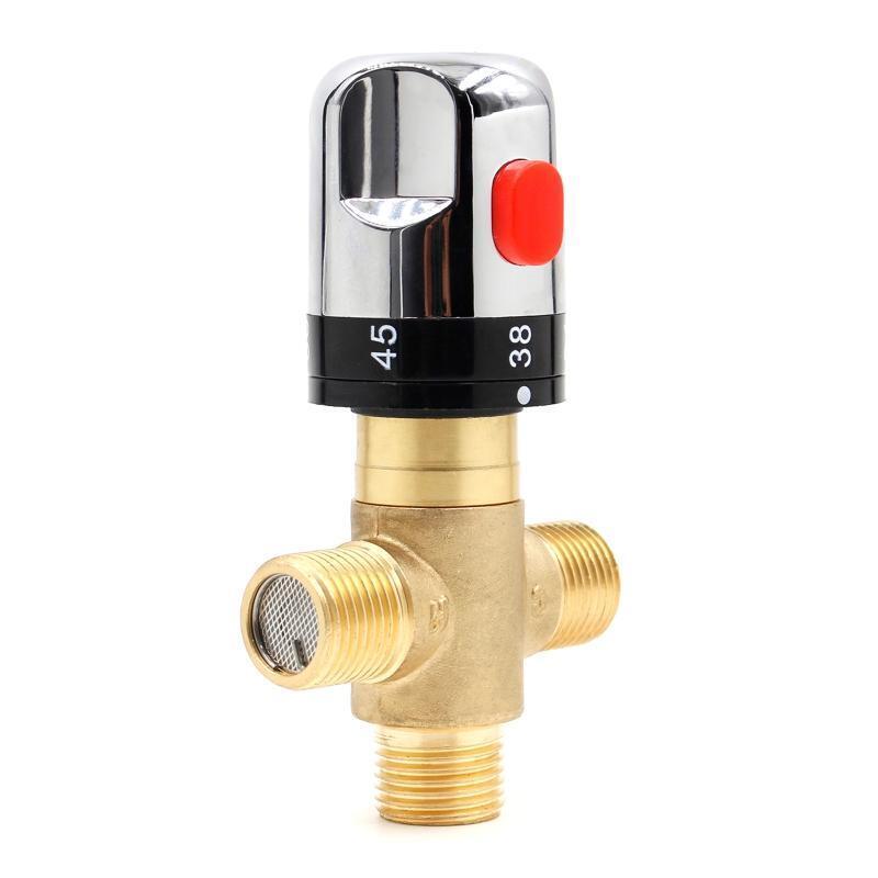 Brass Thermostatic Mixing Valve Bathroom Faucet Temperature Mixer Control Home