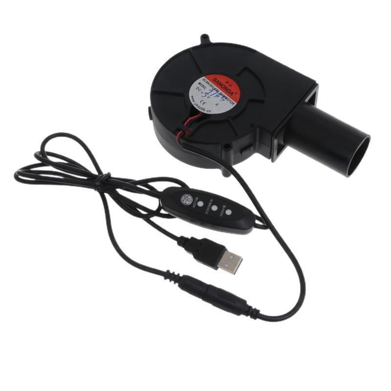 USB 5V BBQ Air Blower with Switch 3 Speed Cooling Fan for Cooking Camping Picnic