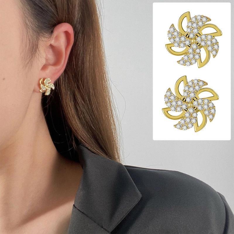 Fashion Windmill Earring Classic Rhinestone Earring Jewelry Xmas Party Decor