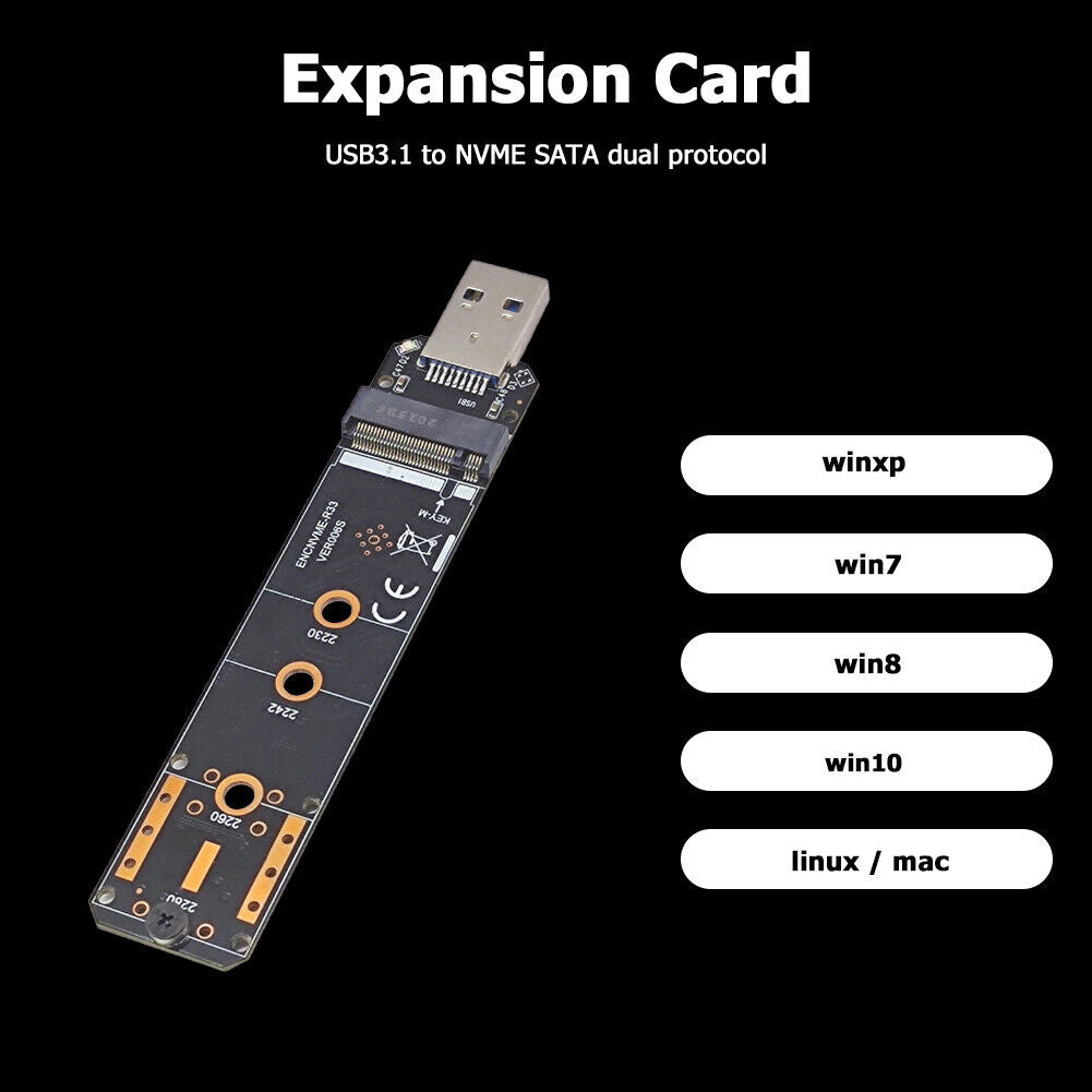 M.2 to USB Adapter M Key NGFF M2 PCIe SATA to USB 3.1 Gen 2 Type A SSD Card