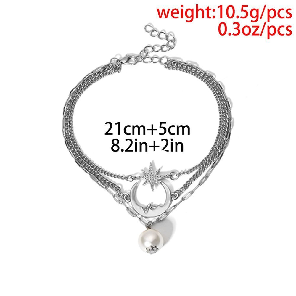 3 Layered Leg Chain Summer Moon Star Beach Women Anklet Ankle Bracelet Bohemian