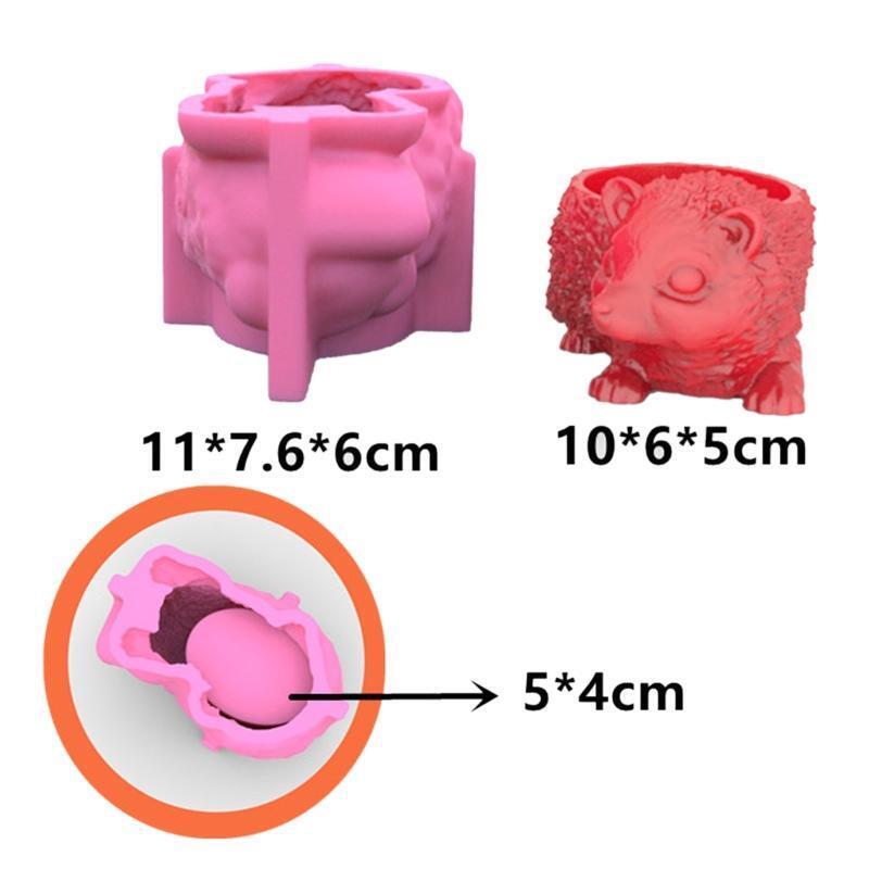 Hedgehog Flower Pot Cement Silicone Mold Concrete Clay Succulent Planter Mold
