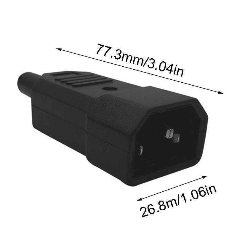 DIY 10A 250V Black IEC C14 Male Plug Rewirable Power Connector 3 Pin AC Socket