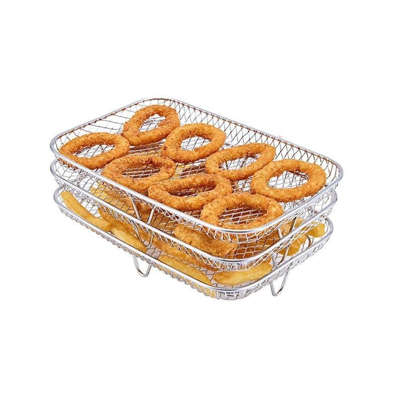 Stainless Steel Air Fryer Rack Versatile Grilling Holder 3 Layer Stand Outdoor
