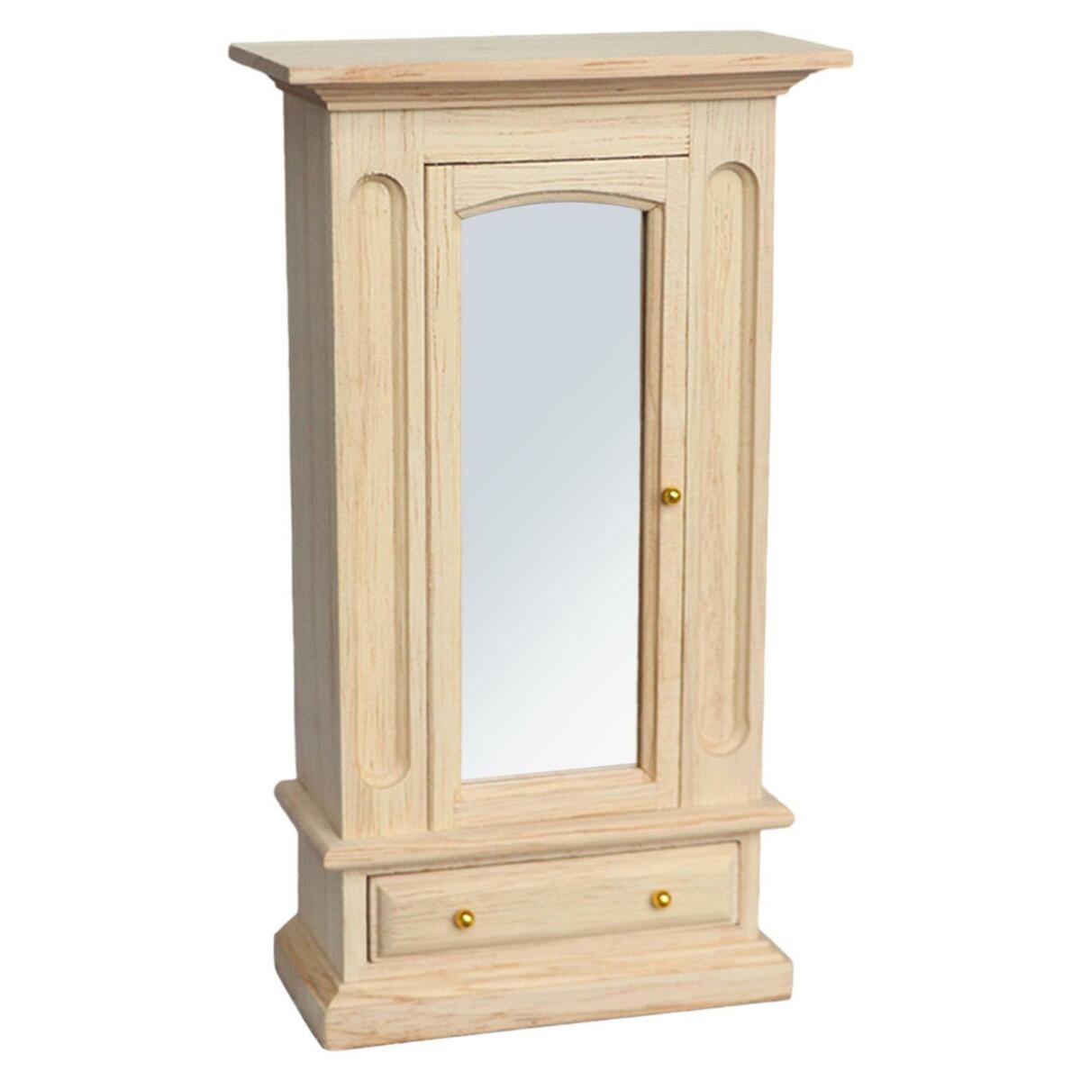 2- 1:12 Bookshelf Shelf Wardrobe Handmade Unpainted Wooden Furniture Set