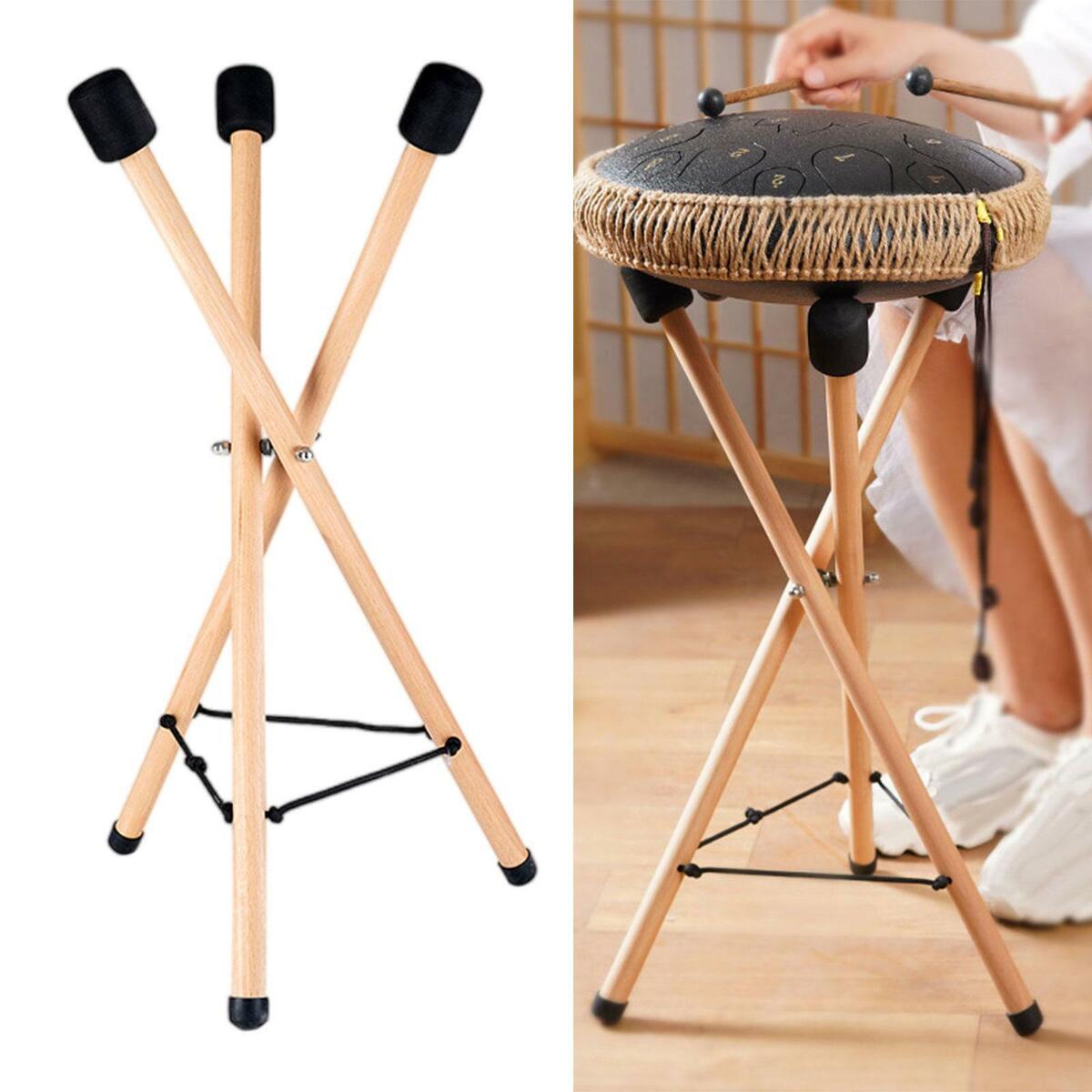 Wooden Ethereal Drum Holder Bracket Adjustable Folding for Triangular Drum