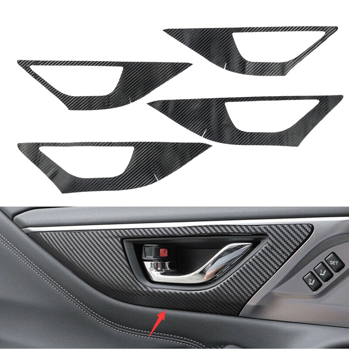 1set Carbon Fiber Texture Door Handle Bowl Cover Trim Fit for Subaru Outback