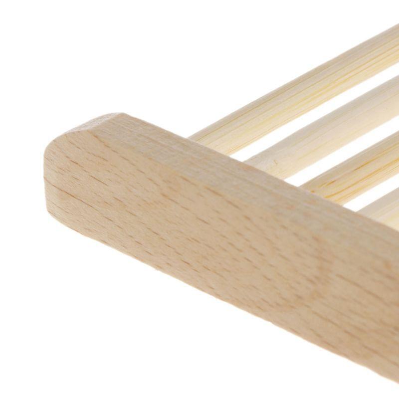 Wooden Handmade Bathroom Anti-Skid Soap Dish Sink Drain Holder Sundries Rack