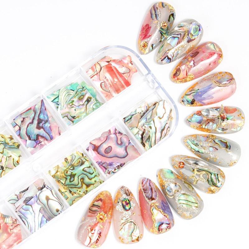 Natural Abalone Shell Seashell Slices DIY Nail Art Manicure Decor Nail Sequins