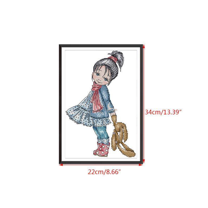 Girl DIY Handmade Needlework Counted 14CT Printed Cross Stitch Embroidery Kit