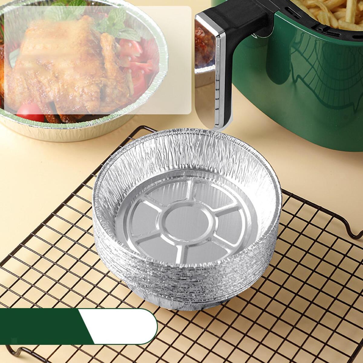 150Pieces Disposable Air Fryer Food Liner Pan Unperforated for Frying Oven