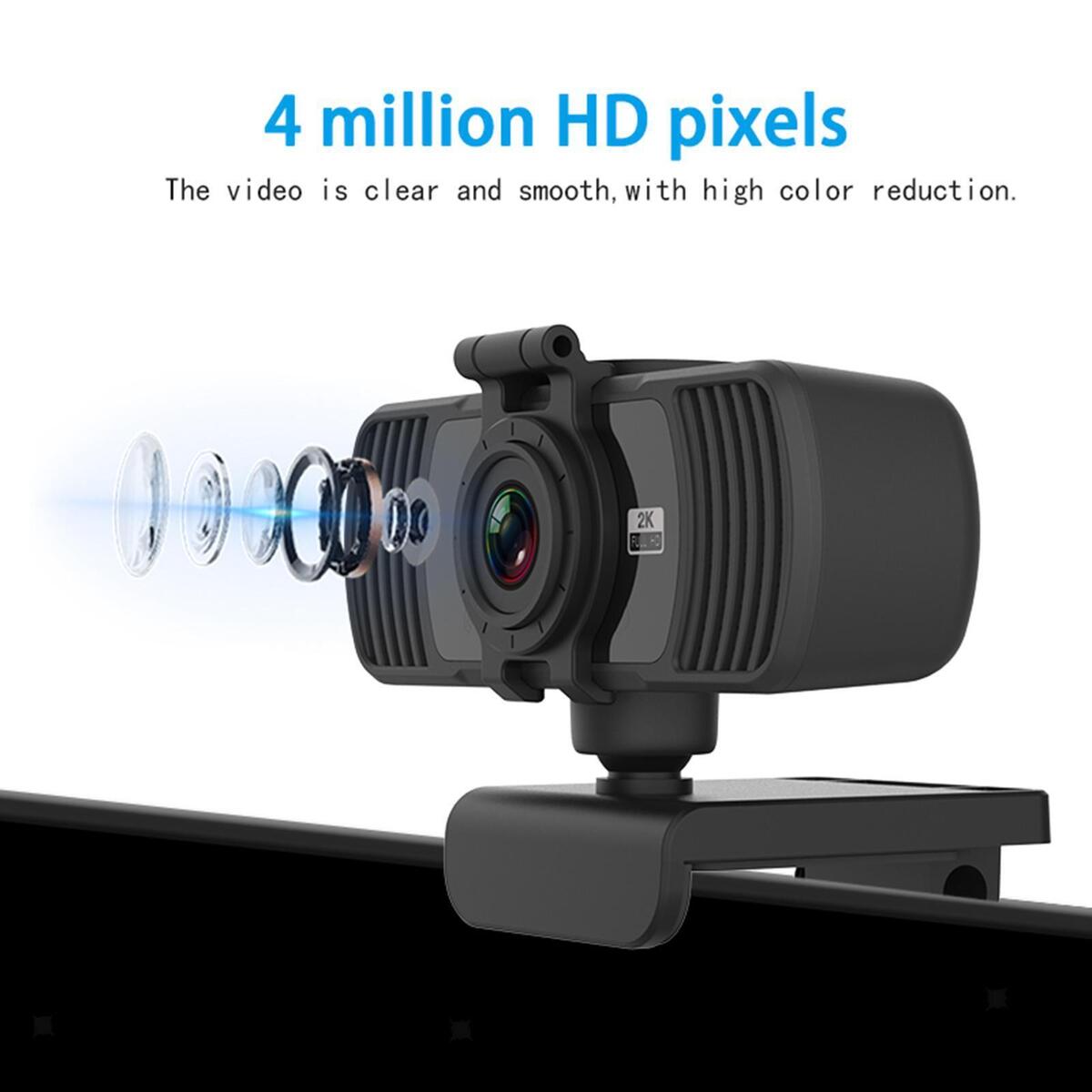 milageto 2K C6 Webcam with Microphone & Privacy Cover,Web Camera USB Streaming