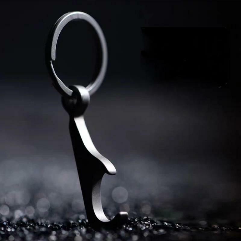TC4 Titanium Alloy Creative Mini Beer Bottle Opener Keychain with Key Rings EDC