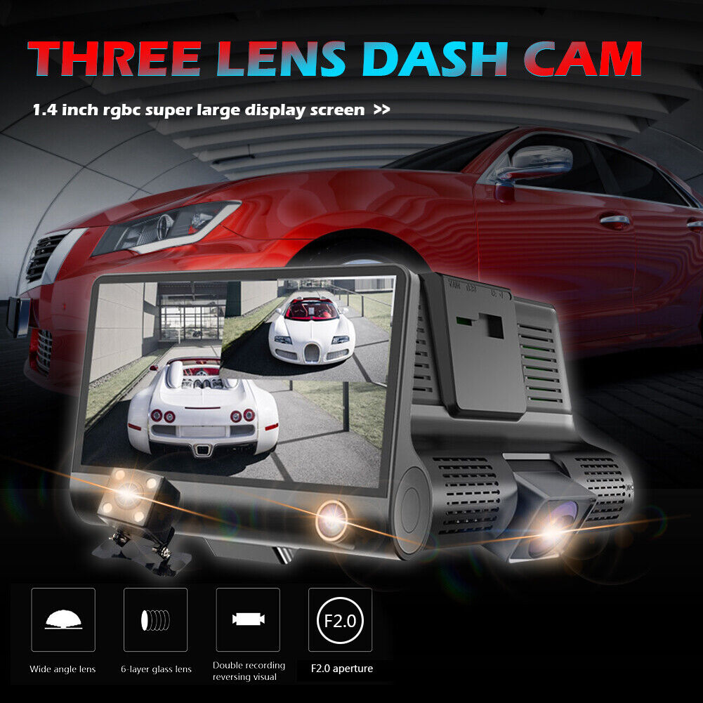 Dual Lens Dash Cam 4 Inch Display Dashboard Camera with Rear View Camera