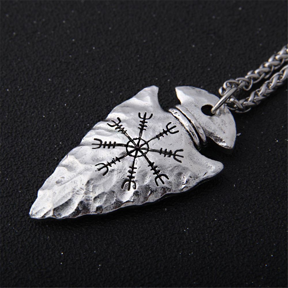 Stainless Steel Aegishjalmur Chain Nordic Viking Rune Necklace Helm of Awe