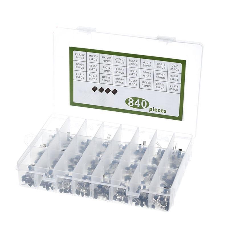 TO-92 Transistor Assortment Kit Box 24 Values Each 35pcs Assortment +Plastic Box