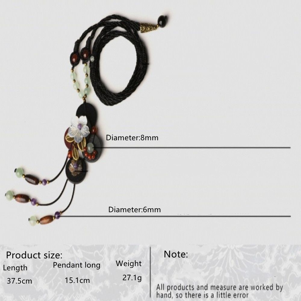 Handmade Long pendants Ethnic exotic necklace wooden necklace Shell flowers