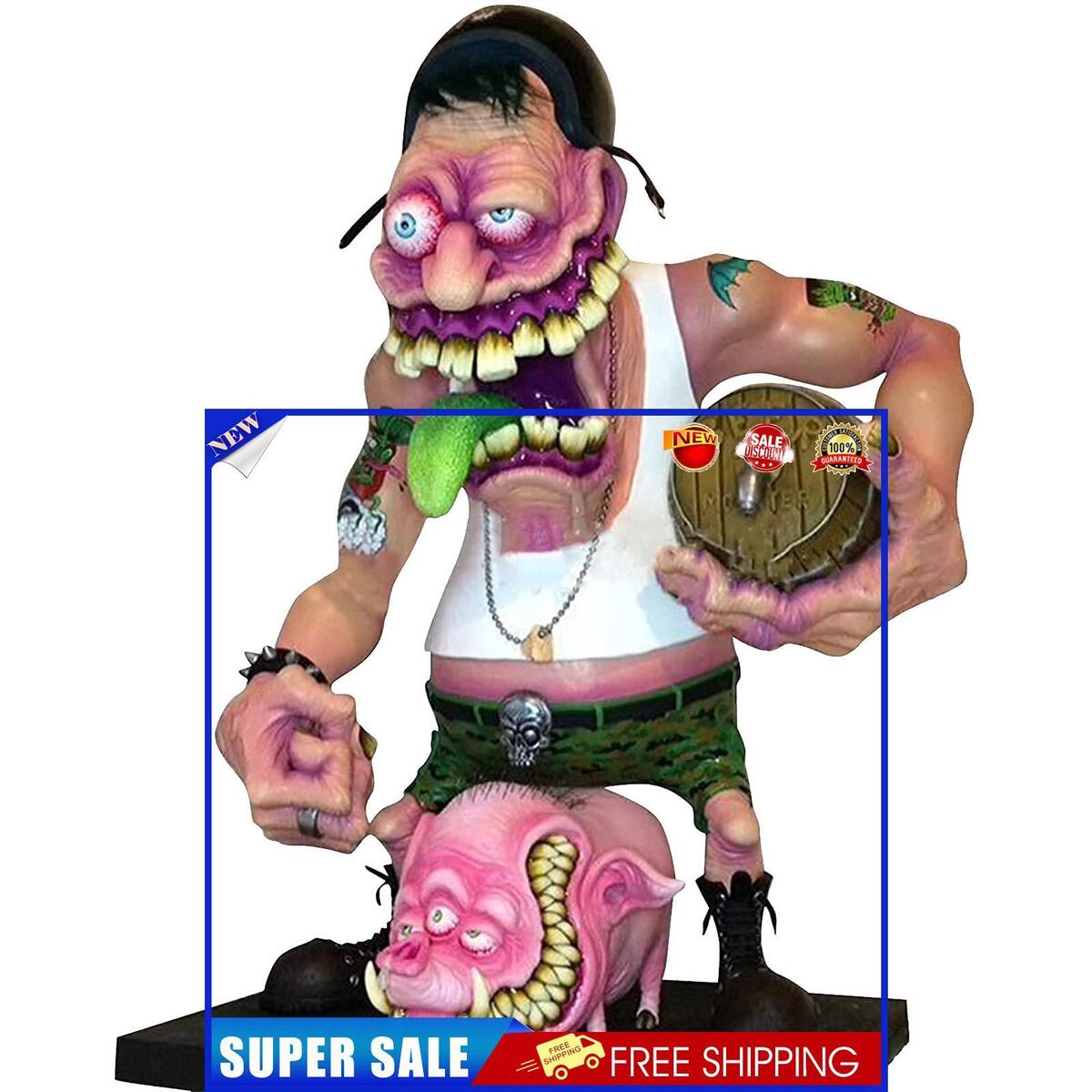 Halloween Big Mouth Monster Statue Creepy Sculpture Decor Haunted House (3)