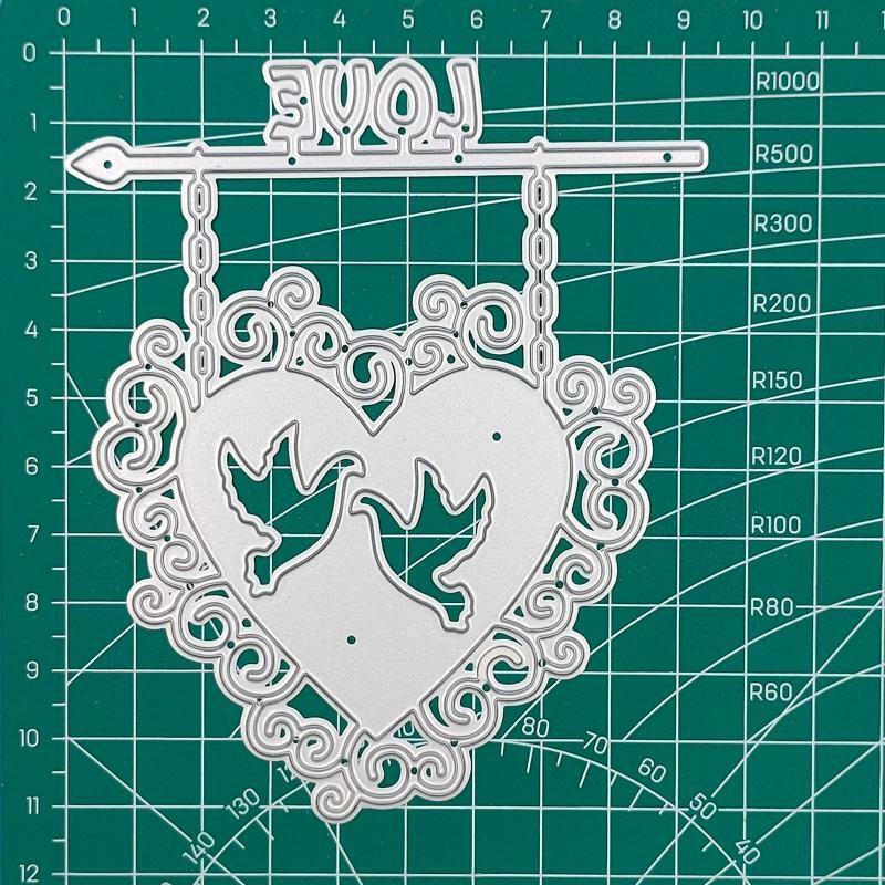 Couple Bird Heart Sign Frame Metal Cutting Dies Stencil DIY Embossing Template