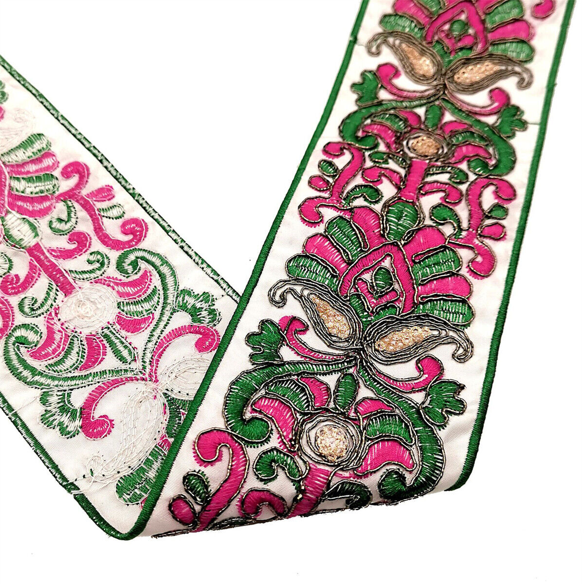 1 Yard Colorful Embroidered Lace Trim Ribbon Ethnic Style Clothes Bag DIY Sewing