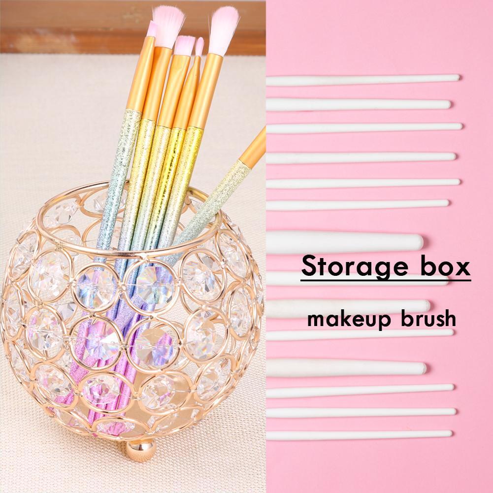 European Style Round Crystal Makeup Brush Storage Box Jewelry Organizer