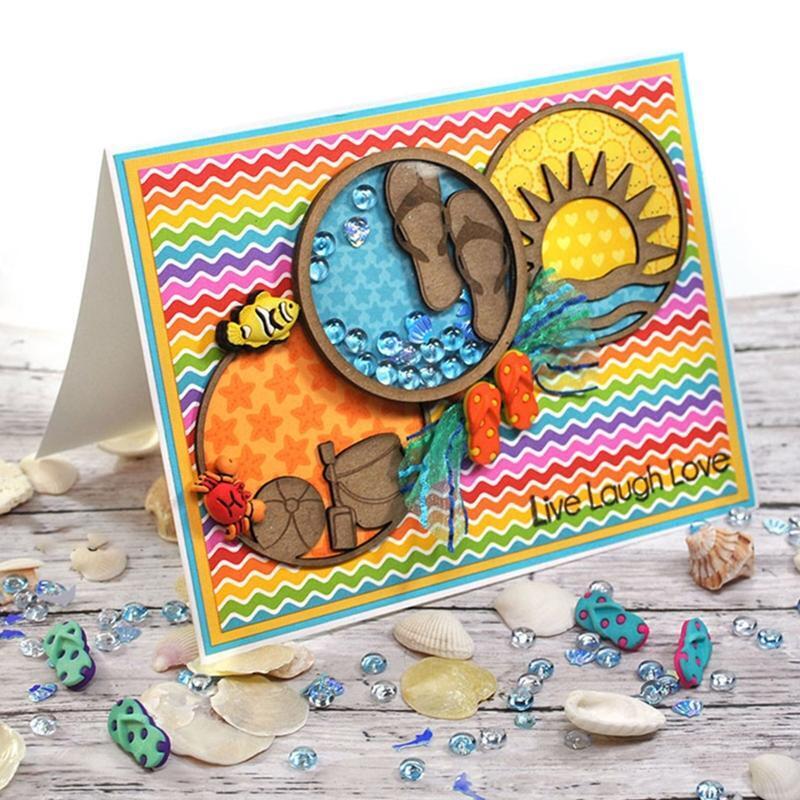 Summer Beach Sun Set Shaker Cutting Dies Stencil Scrapbooking DIY Album