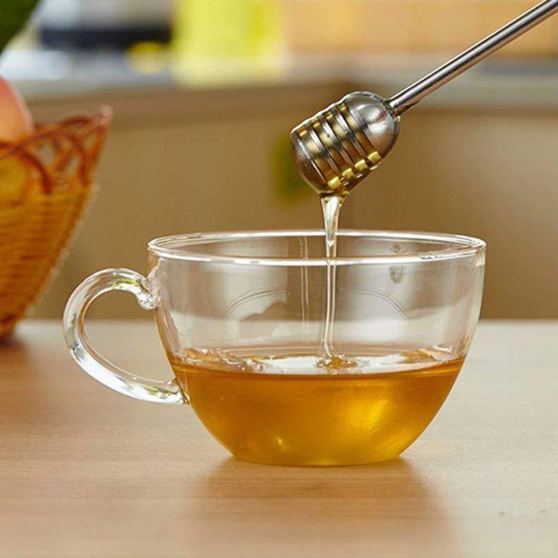 6 Inch Stainless Steel Honey Dipper Stick Server Curved Wand Coffee Tea Stir Bar
