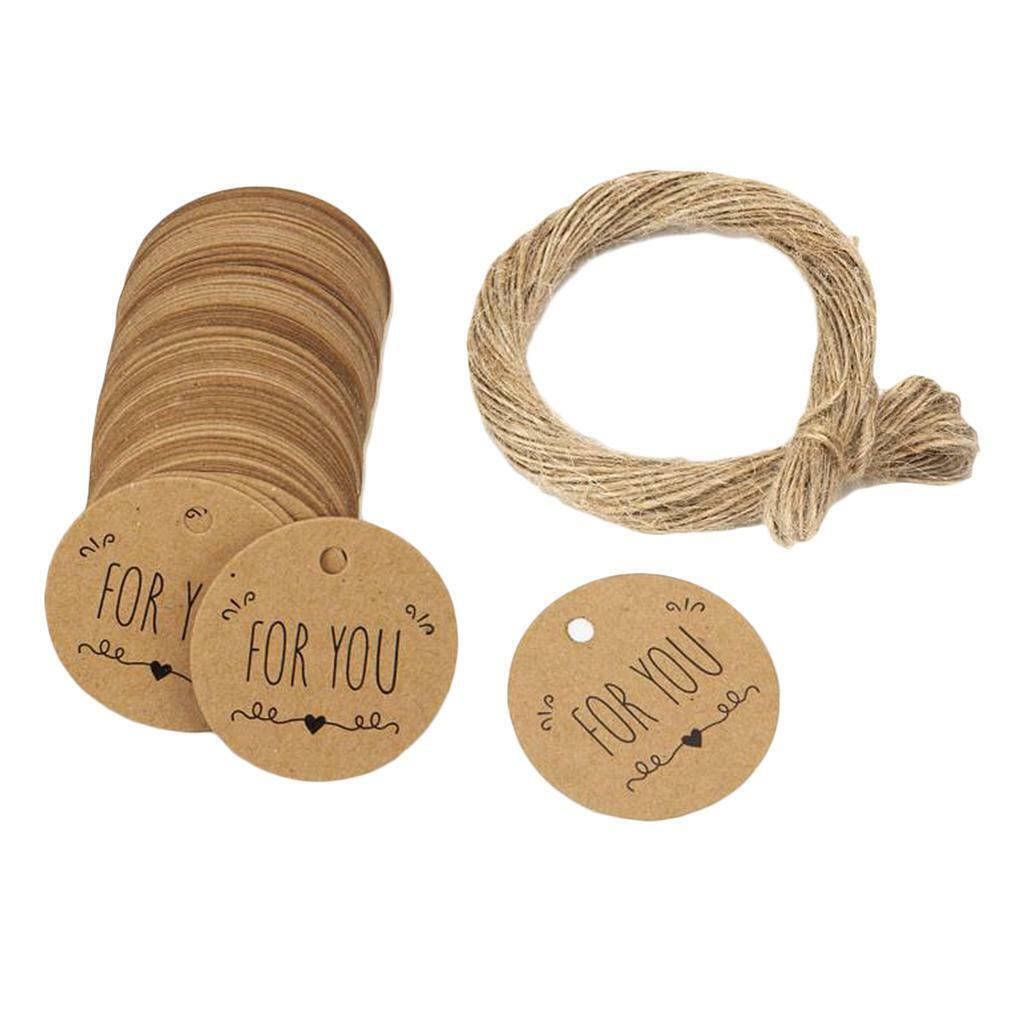 100pcs Round Kraft Paper Tags Hanging with  Wedding DIY Cards