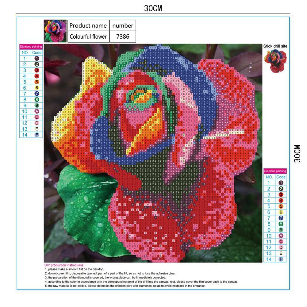 5D DIY Part Drill Diamond Painting Colorful Flower Cross Stitch Embroidery