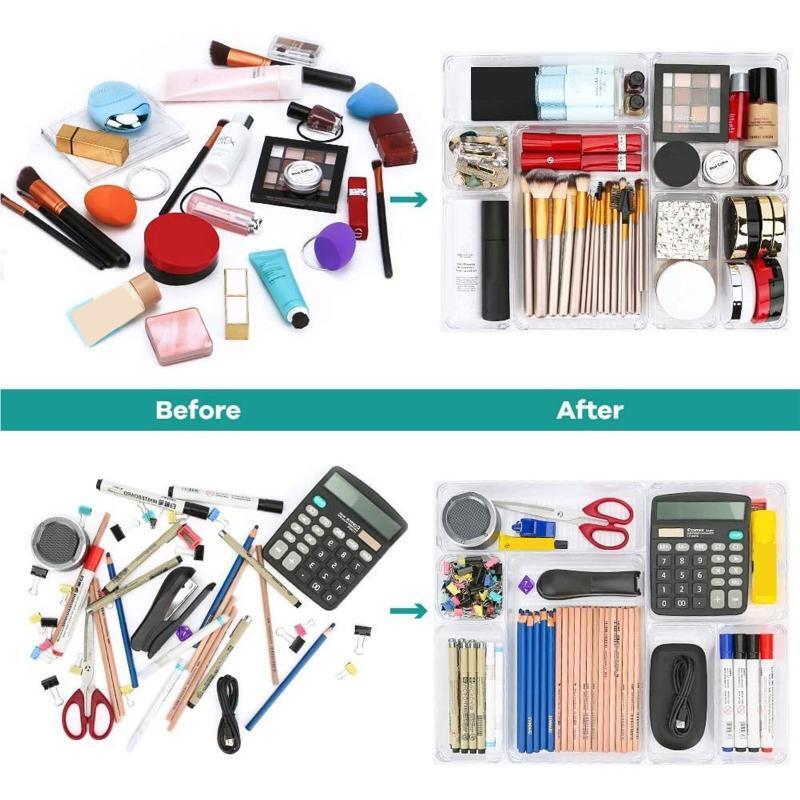 13Pcs Desk Drawer Organizer Set 5-size Versatile Vanity and Desk Drawer Storage