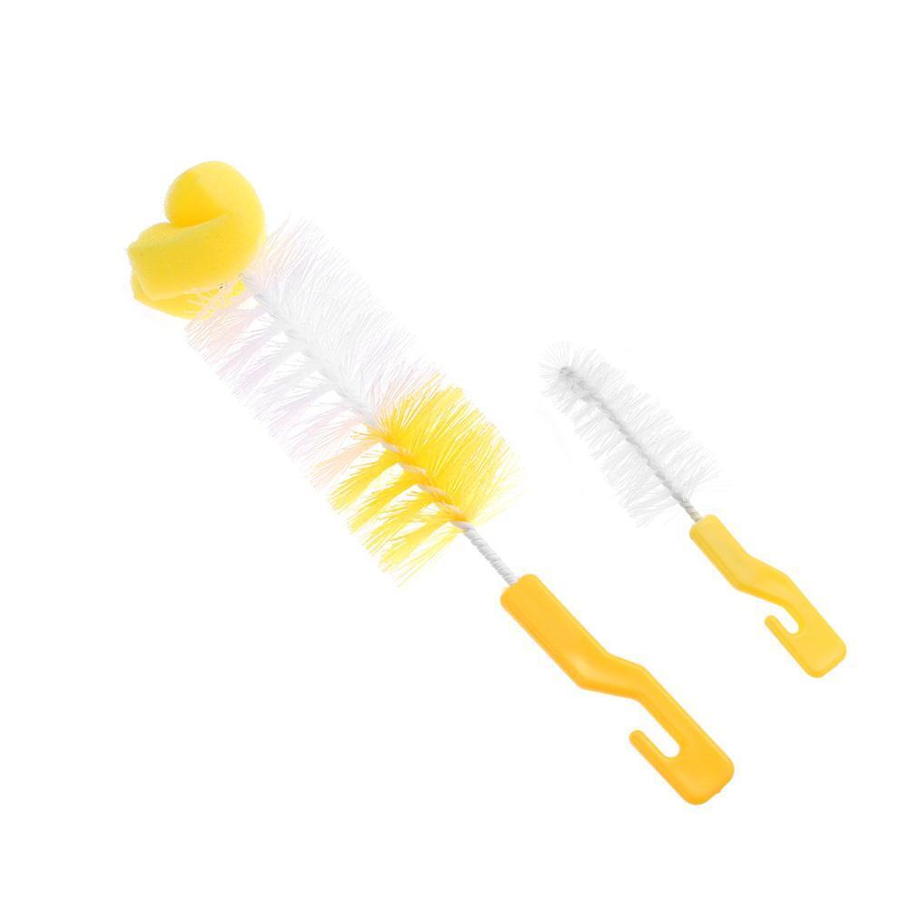 2PCS Home Head Washing Spout Cup Rotating Clean Sponge Bottle Brush Baby Nipple
