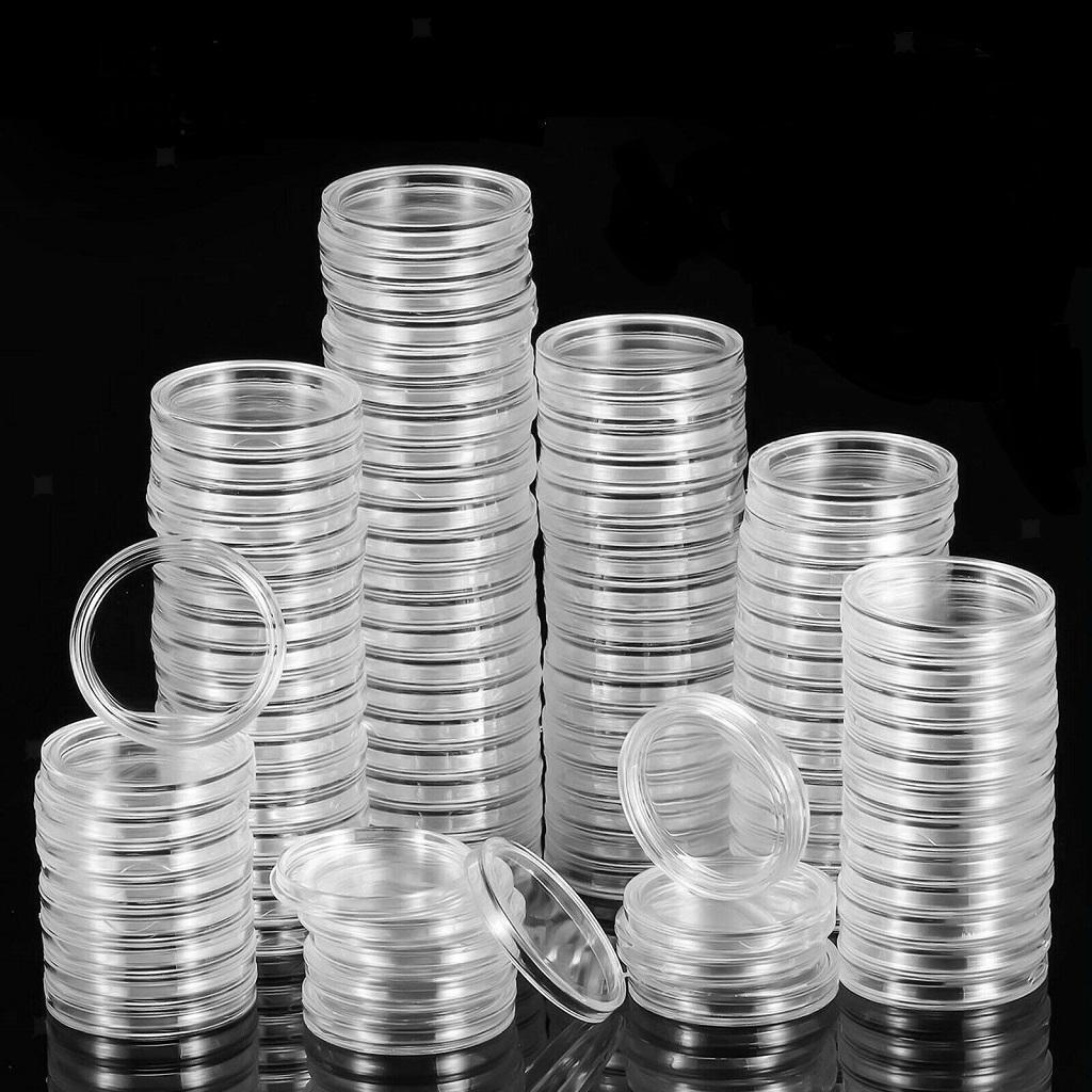200pcs 21mm Coin Holders Plastic Airtight Protectors for Coin Collection