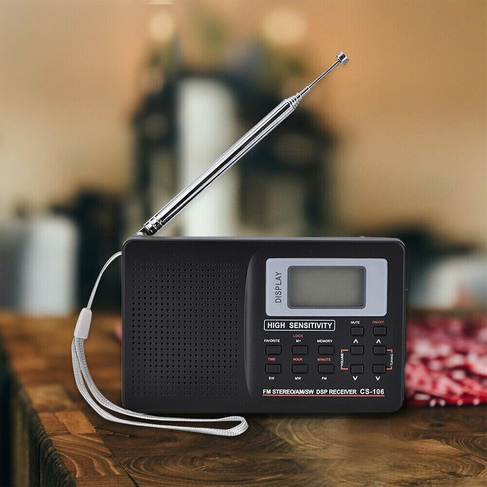 AM FM SW MW LW Digital Display MultiBand Pocket World Radio Alarm Clock Gift