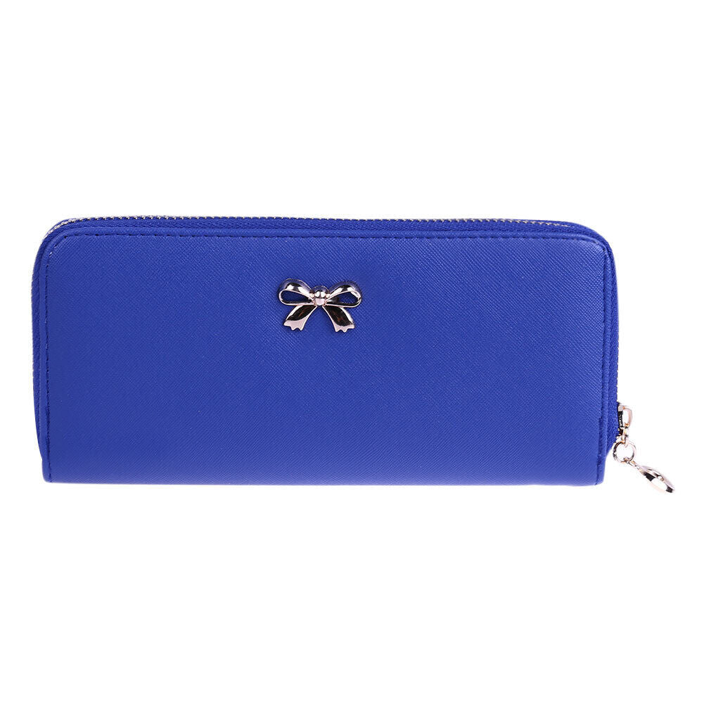 Fashion Lady Women Leather Clutch Wallet Long Card Holder Case Purse(Blue)