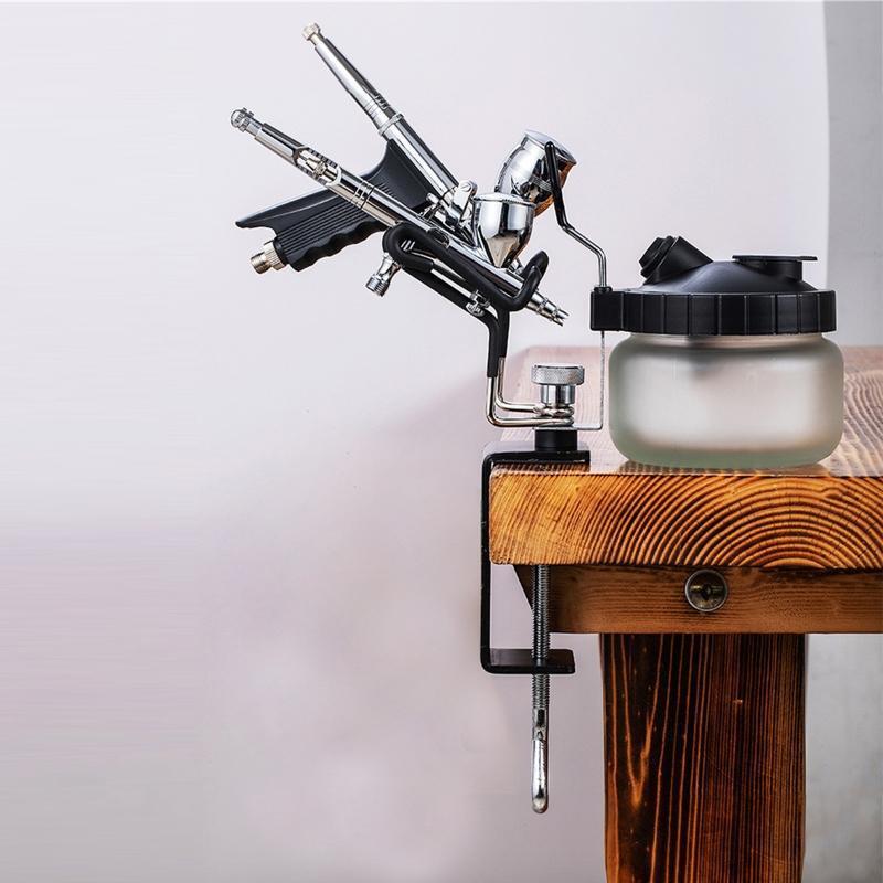 Two-brush Clamp-on Airbrush Holder Stainless Steel Airbrush Stand for Artists