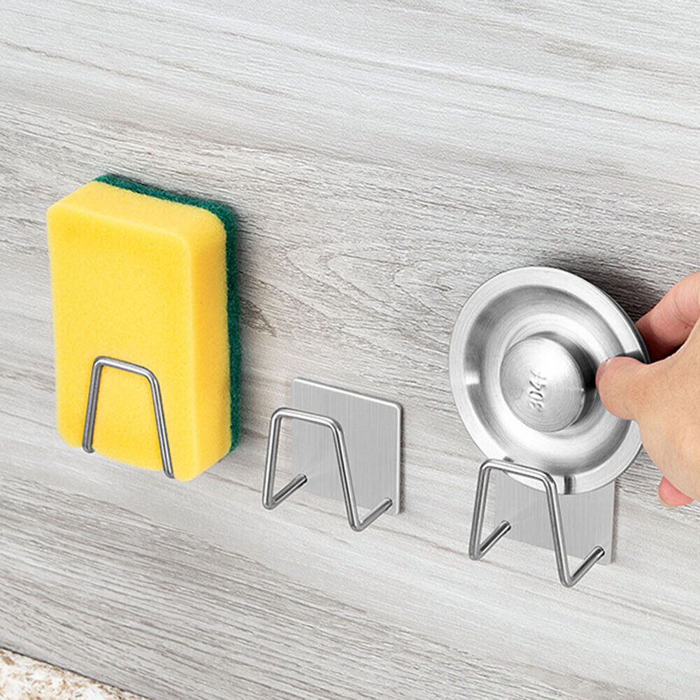 Sink Sponge Holder Self Adhesive Drain Drying Rack (201 Stainless Steel)