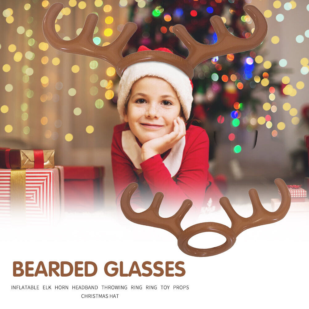 Inflatable Deer Head Ring Animal Headpiece Throwing Circle Christmas Decor